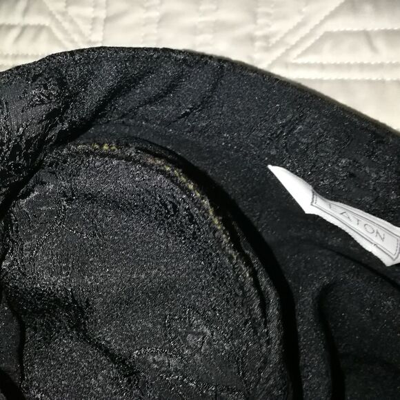 VINTAGE EATON 80 Black Secretary Style Flowy Oversized Button Front Blouse Large - Picture 10 of 14